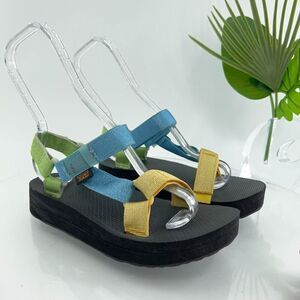 Teva Womens Midform Universal Sandal Size 6 Blue Green Yellow Strappy Ajustable